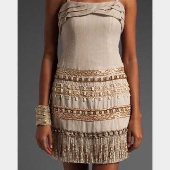 Nanette Lepore Dresses & Skirts - Nanette Lepore boho Beaded Linen mini dress